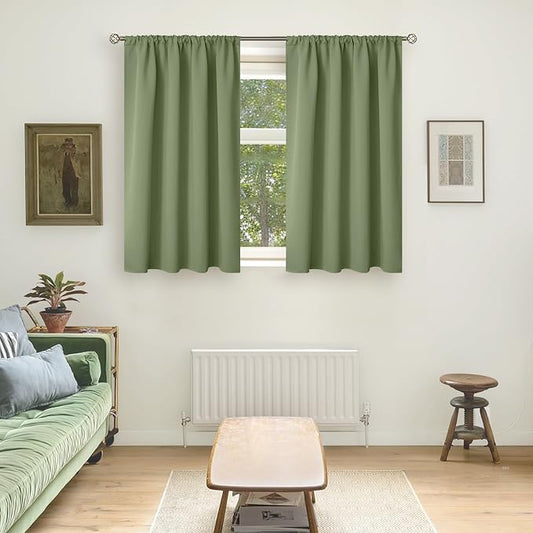 BGment Olive Green Blackout Curtains 45 Inch Length - Image 2