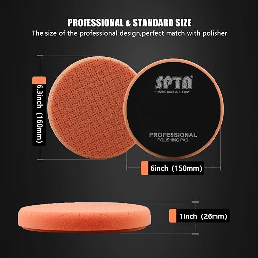 Orange Light Cut Pad, Buffing Polishing Pads, SPTA 1Pc 6.5 Inch Face - Image 2
