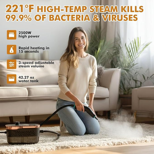 Handheld Steam Cleaner for Home, 15s Heat-Up 42.27oz Tank, 2500W Portable - Image 2