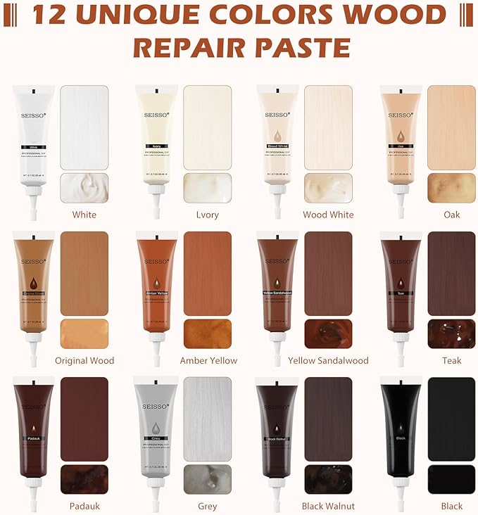 SEISSO Furniture Repair Kit, 12 Colors Wood Touch up Paint, Wood Stain - Image 4