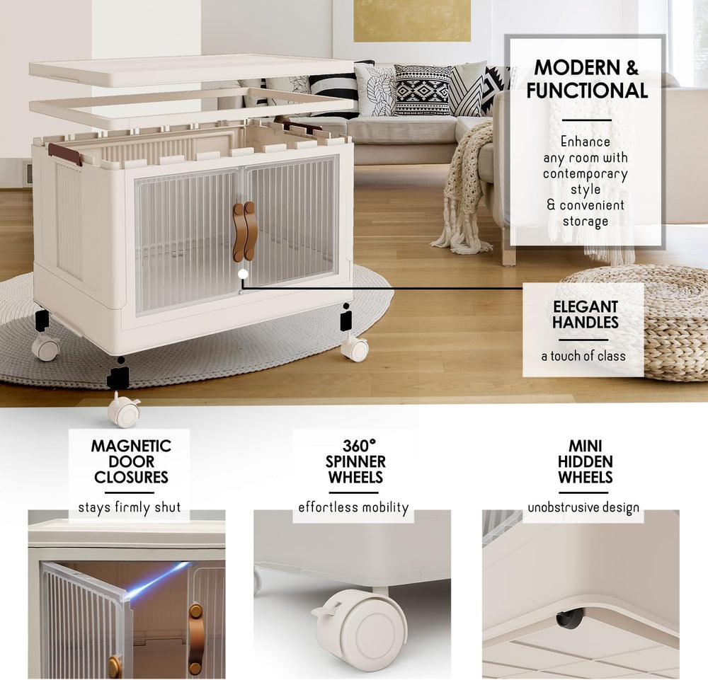 3 Tier Large Stackable Storage Bins with Lids Open Front & 360° Wheels 84...