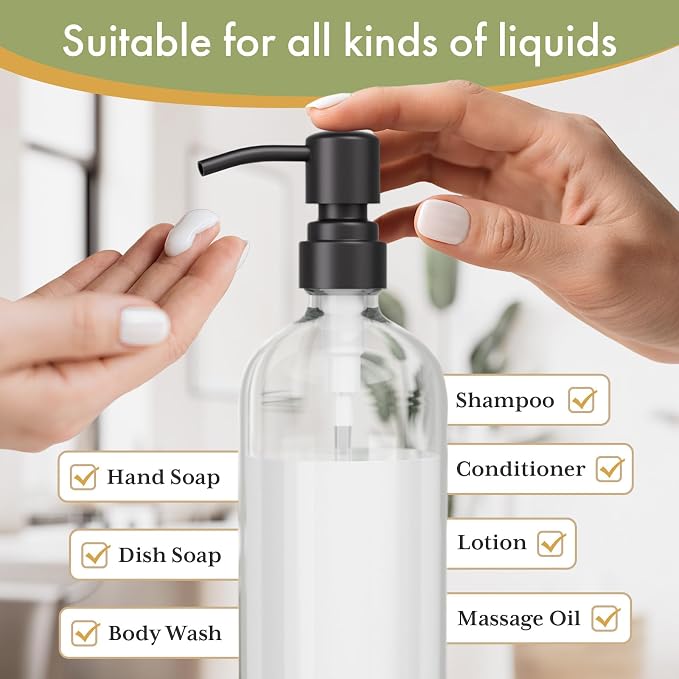 AmazerBath Soap Dispenser, 2 Pack Glass Soap Dispenser - Image 3
