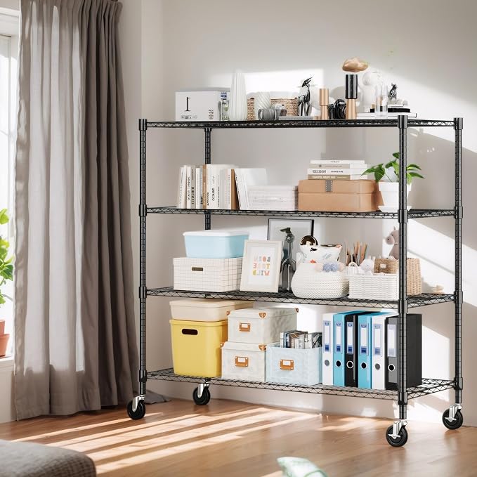 Himimi 72" H Storage Shelves 4 Tier Metal Shelving Adjustable Wire Shelf