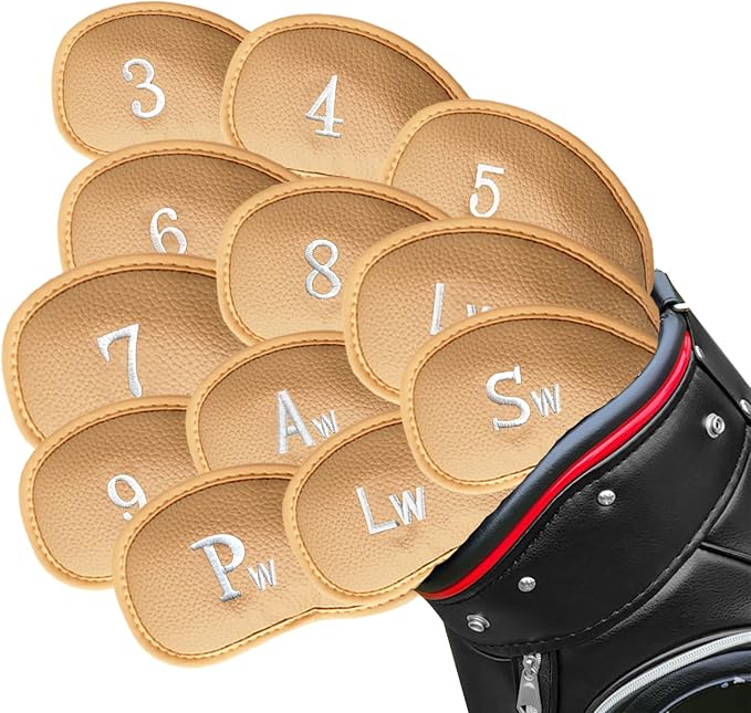 FINGER TEN Premium Synthetic Leather Stylish Iron & Wedge Golf Head Covers by FINGERTENSport