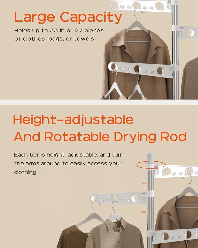 Clothes Drying Rack Foldable, 70.9 inch Tripod Drying Rack - Image 6