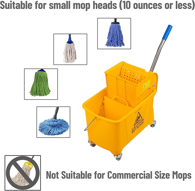 Mind Reader Mop Bucket with Wringer, 22 Qt, Floor Cleaning, 16.25"L x 10.75"W x - Image 5