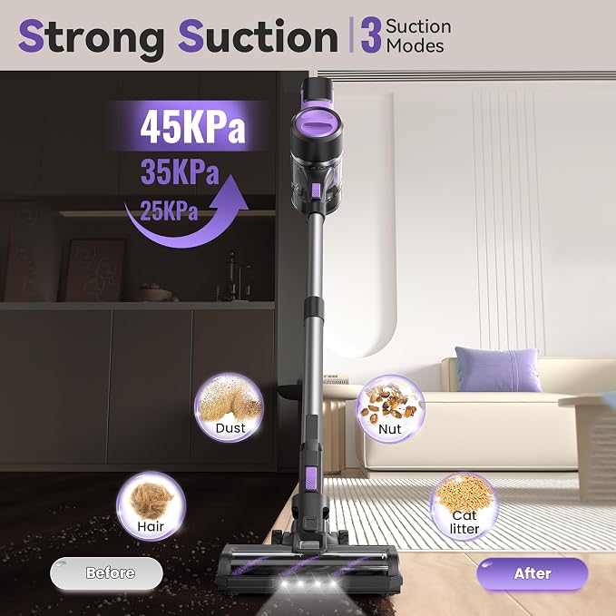 DEVOAC S10 Cordless Vacuum Cleaner, 45Kpa 50mins Lightweight Stick Vacuum - Image 4