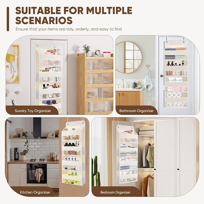 QINGUANG Over The Door Organizer, Hanging Organization and Storage, Behind Door - Image 7