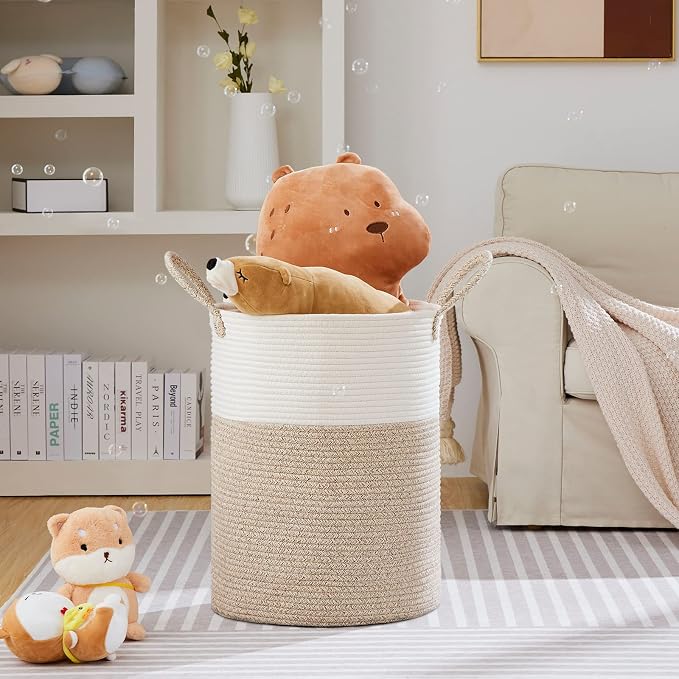 VIPOSCO Large Laundry Hamper, Tall Woven Rope Storage Basket - Image 2