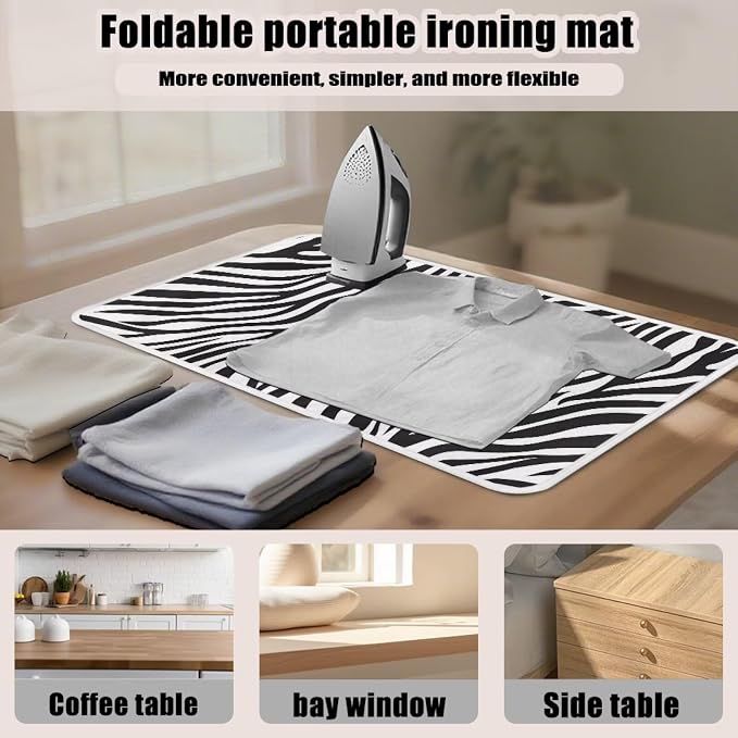 Zebra Print Ironing Mat Portable Iron Pad Magnetic Cover and Padding - Image 6