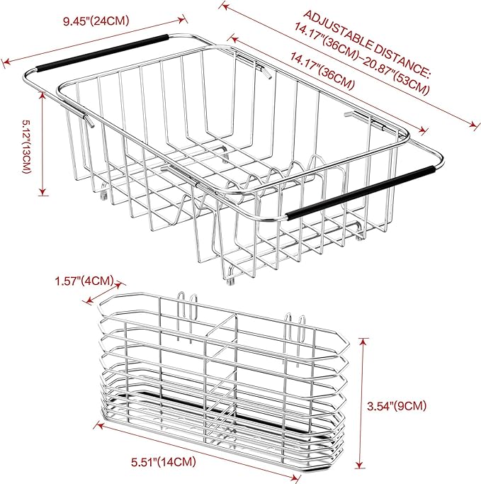 Dish Drainer Rack in Sink Adjustable, Expandable 304 Stainless Steel Metal Dish - Image 2