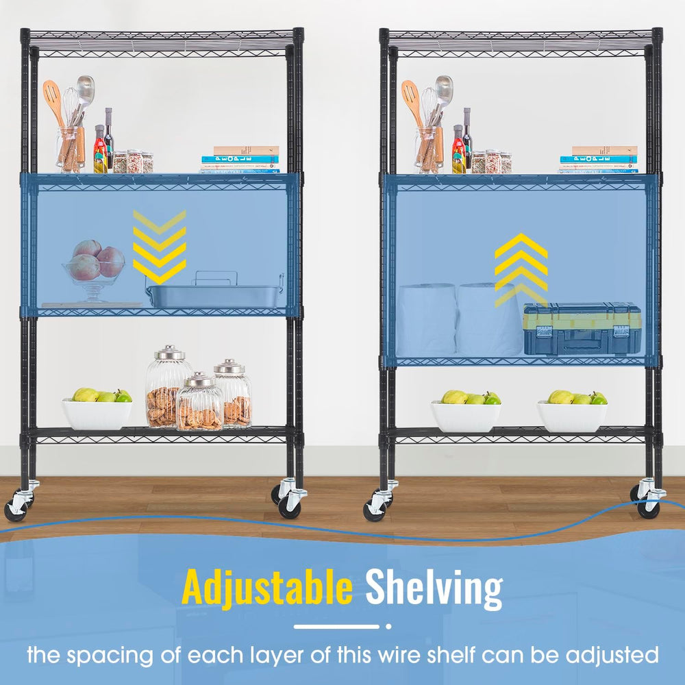 PayLessHere | 4-Tier Wire Shelf | 36"x14"x62" | Black