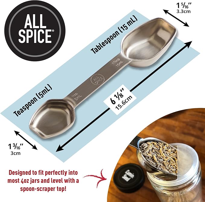 AllSpice Stainless Steel Double Sided Measuring Spoon- Teaspoon and Tablespoon - Image 3