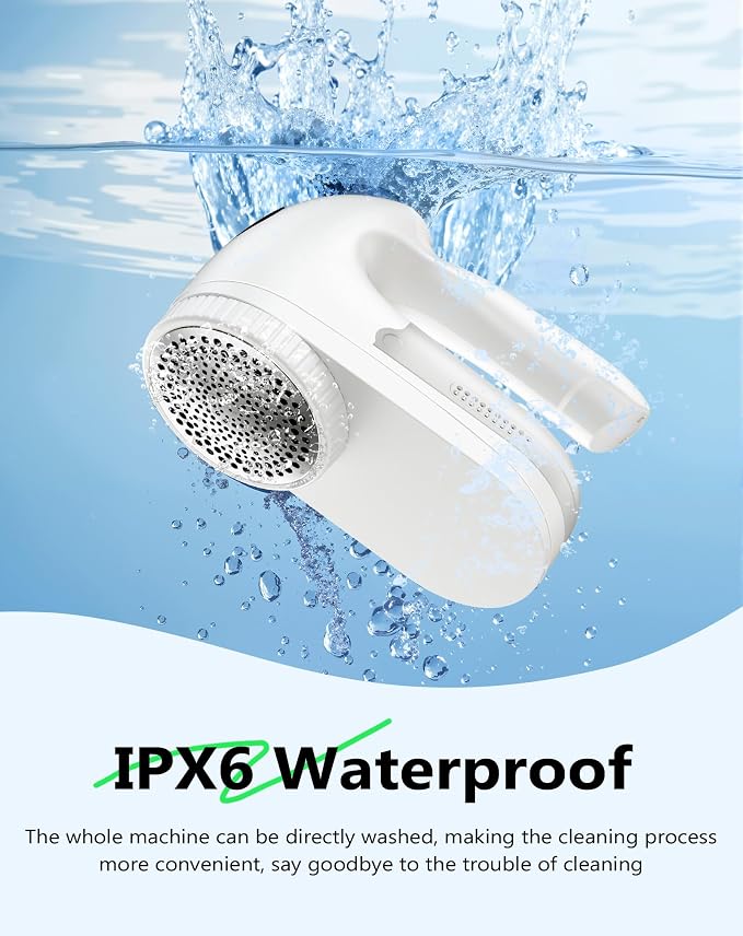 IPX6 Waterproof Washable Electric Fabric Shaver and Lint Remover, Rechargeable - Image 2