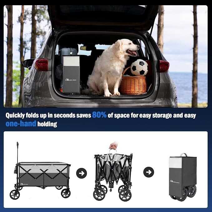 Moon Lence Collapsible Folding Wagon Cart Heavy Duty Folding Garden Portable - Image 6