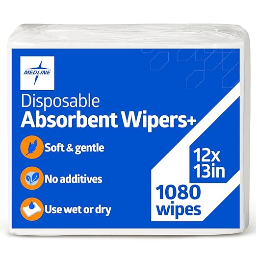 Medline Absorbent Wipers+ Disposable Heavy Duty Dry Wipes by Medline
