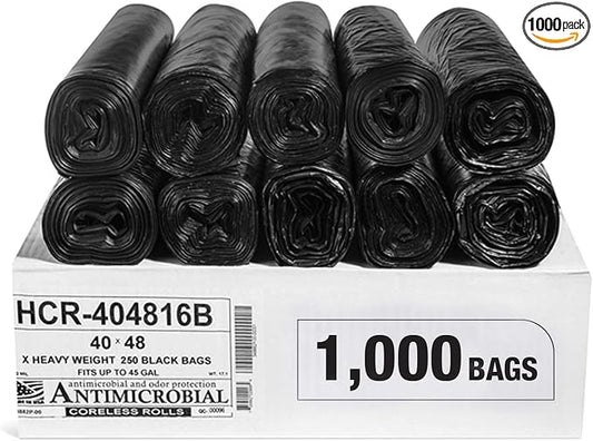 Aluf Plastics High Density Trash Bags, 45 Gallon, 16 Micron, by AlufPlastics