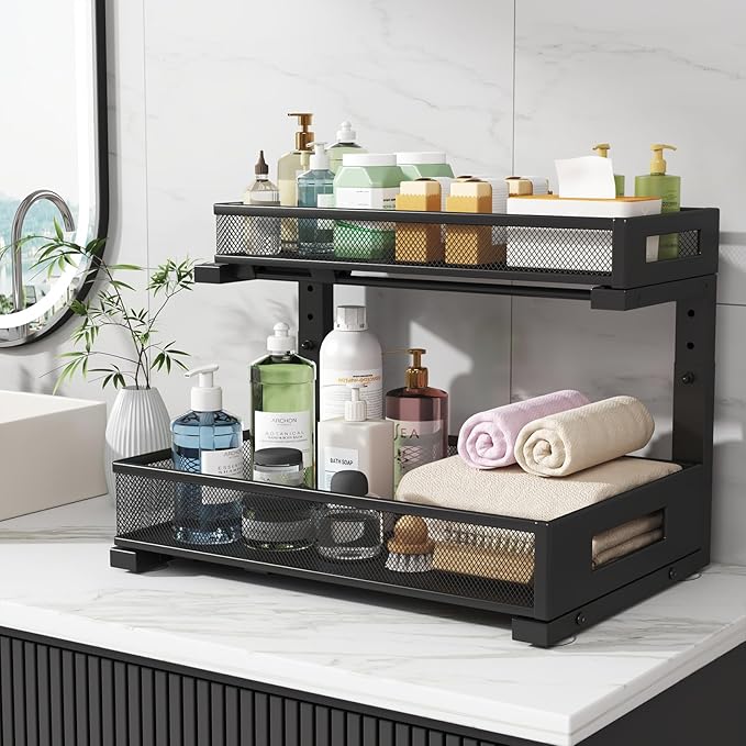 1 Pack 17IN Depth Under Sink Storage Organizer, Large 2-Tier Elegant Mesh Pull - Image 7