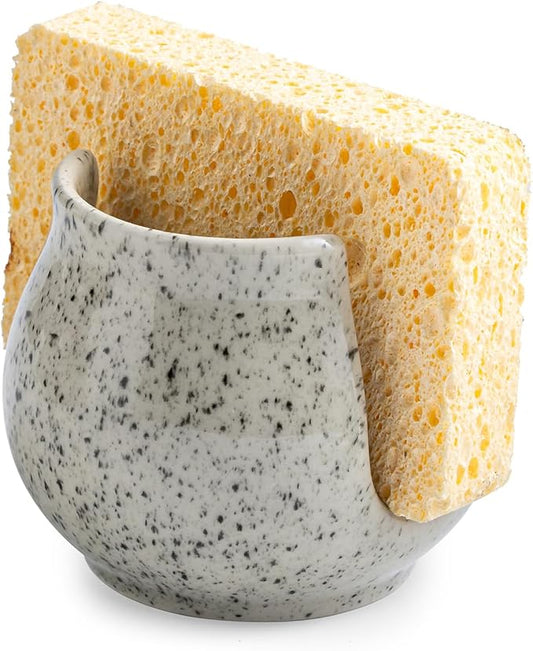 Sponge Holder for Kitchen Sink, Ceramic Dish Sponge Dish Rack Scrubby Caddy by LAUCHUH