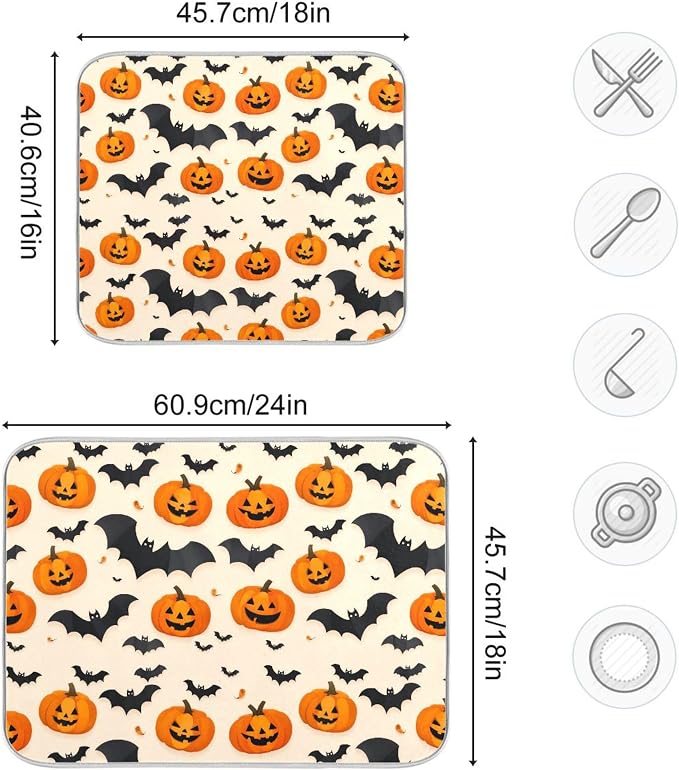 Halloween Black Bat Dish Drying Mat - Image 3