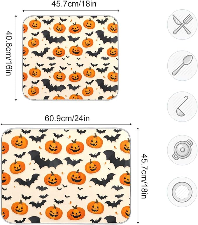 Halloween Black Bat Dish Drying Mat - Image 3