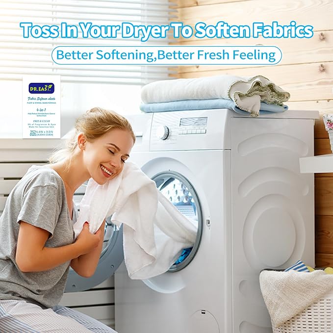 DR.EASY Dryer Sheets Plant Based Formula 252 Ct Fabric Softener sheets - Image 6