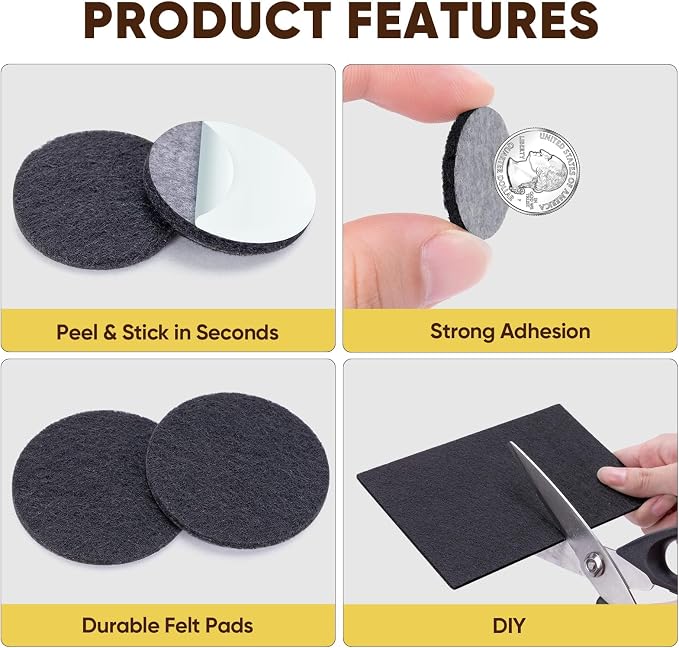 BALEINE 141PCS Felt Furniture Pads, Scratch-Reducing Floor Protectors - Image 4