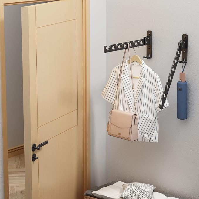 Wall Mounted Clothes Drying Rack, Wall Clothes Hanger Hook - Image 5
