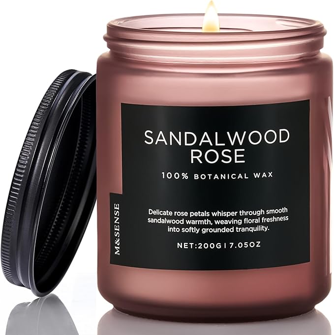 M&SENSE Sandalwood Rose Scented Candle 7.05oz 50 Hours Long Lasting Burn by MSENSE