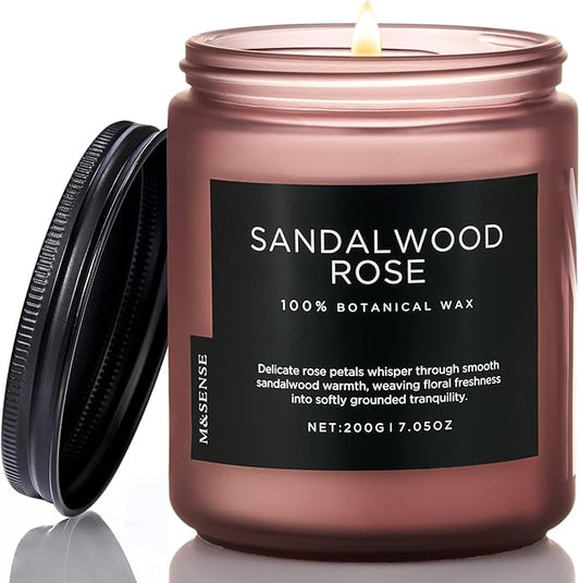 M&SENSE Sandalwood Rose Scented Candle 7.05oz 50 Hours Long Lasting Burn by MSENSE