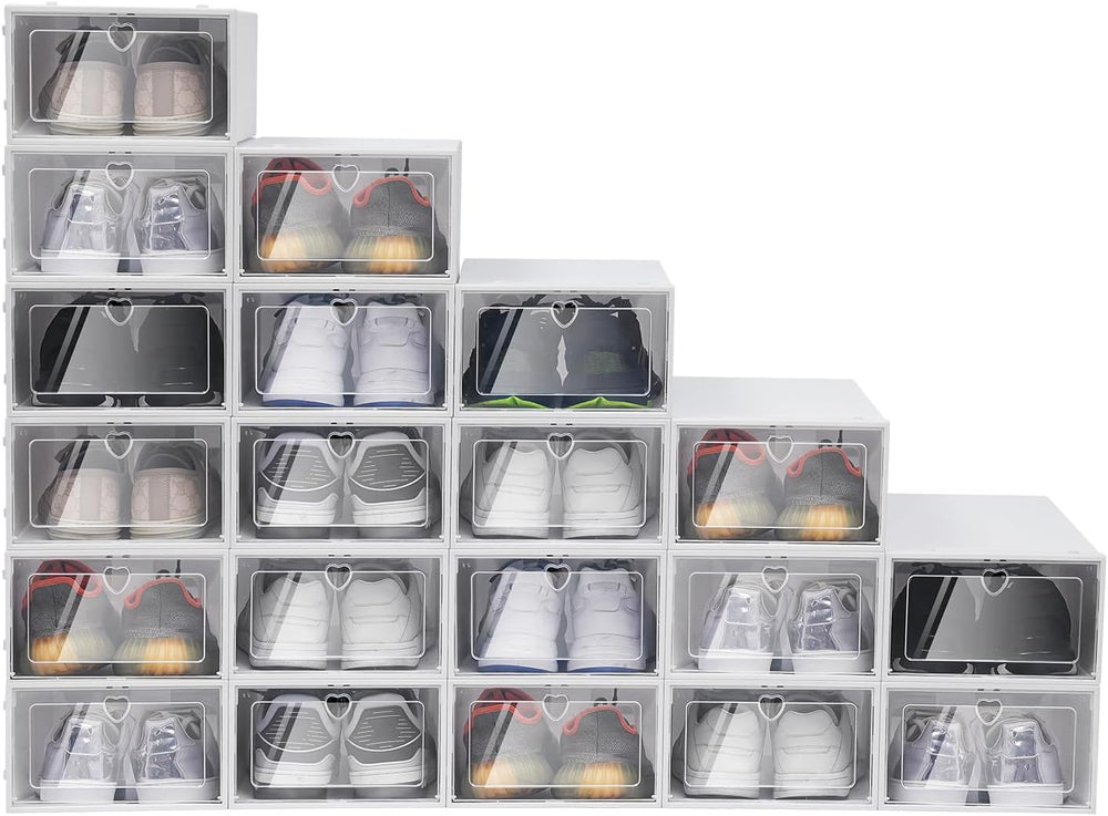 Large Shoe Storage Boxes, 20 Pack Clear Plastic Space Shoe Organizer, Saving ...