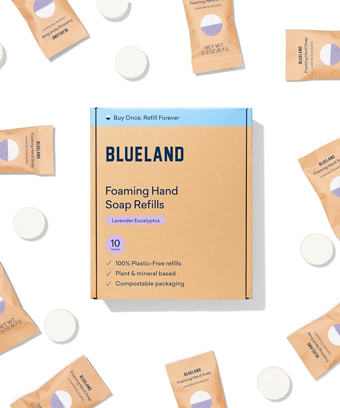 BLUELAND Foaming Hand Soap Refill Tablets, Lavender Eucalyptus Scent, Eco by BLUELAND