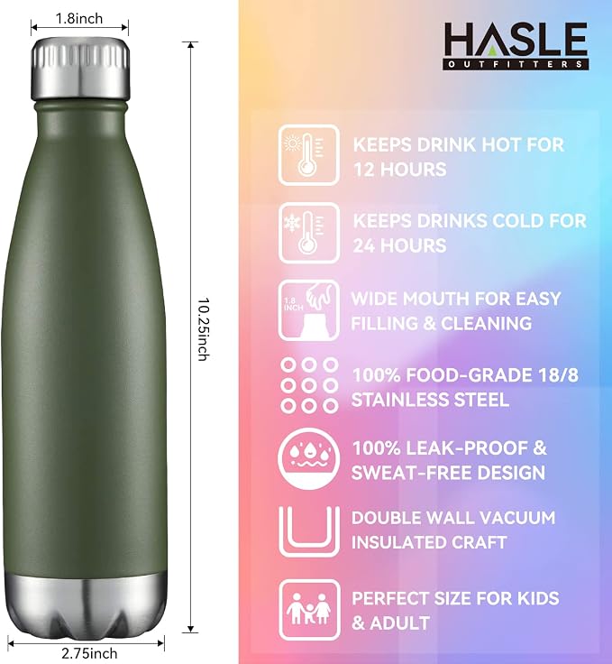 HASLE OUTFITTERS 17oz Stainless Steel Water Bottles Bulk, Vacuum Insulated - Image 5