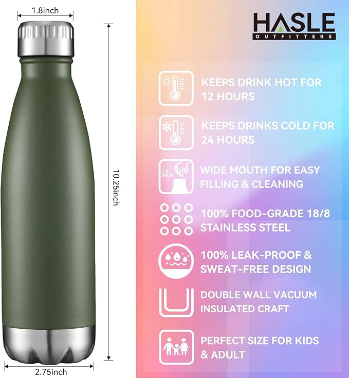 HASLE OUTFITTERS 17oz Stainless Steel Water Bottles, Vacuum Insulated Double - Image 5