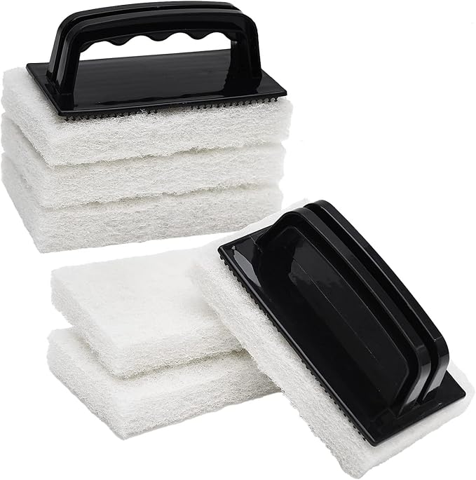 YoleShy Handled Scrubber Set, Non-Scratch Bathroom Scrubbing Pads, Bathtub by YoleShy