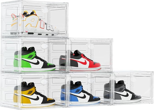 KEFA XL Shoe Storage Box Organizer, 6 Pack Shoe Boxes Clear Plastic Stackable by KEFA