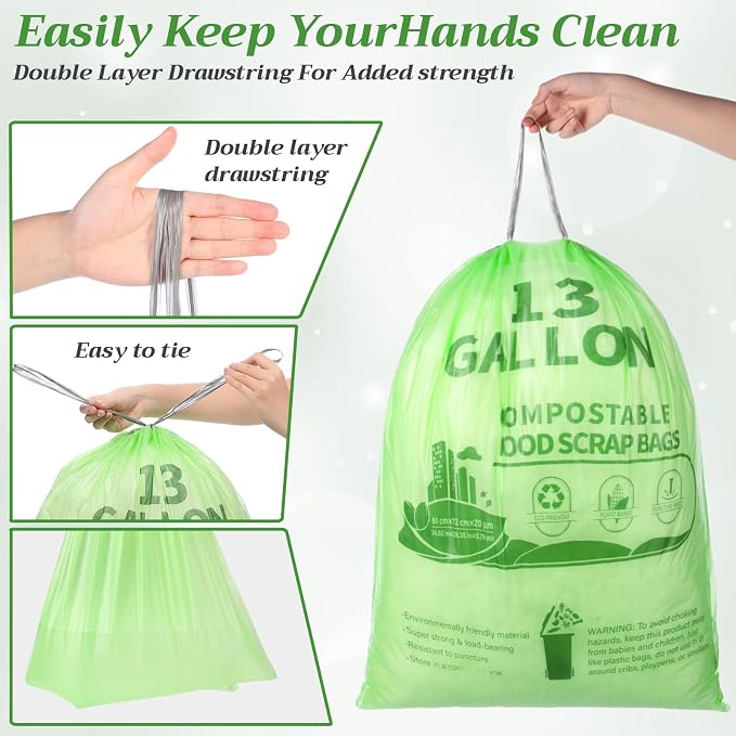 Amyhill 100 Count Compostable Kitchen Trash Bags 13 Gallon Compostable - Image 4