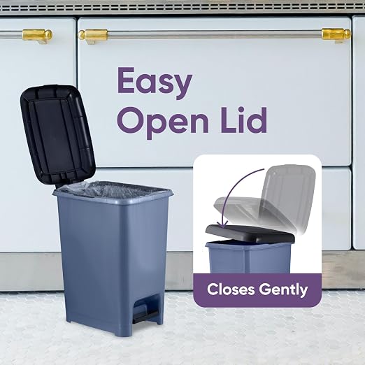 Superio Slim Trash Can with Foot Pedal – 2.5 Gallon Step-On Trash Can with Lid - Image 4