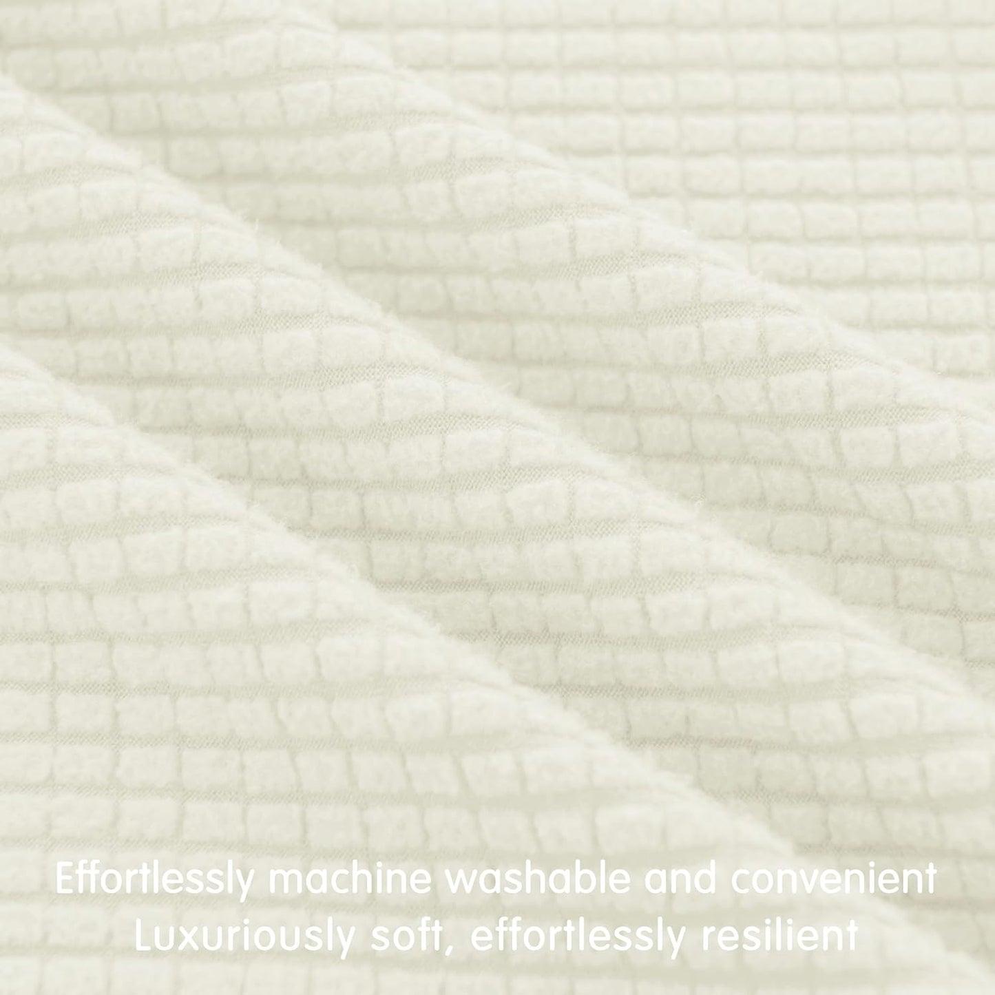 Hokway Stretch Couch Cushion Covers, 3 Piece Individual Sofa Cushion Slipcovers，Jacquard Sofa Seat Slipcover Set, Non-Slip Protector for Cushion (Creamwhite,Small-3PC)