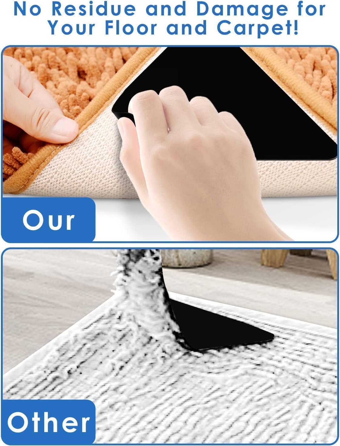 14PCS Rug Pads Grippers，Non Slip Rug Pads，Reusable and Washable Rug Pad Gripper for Area Rugs,Carpet Pads Rug Corner