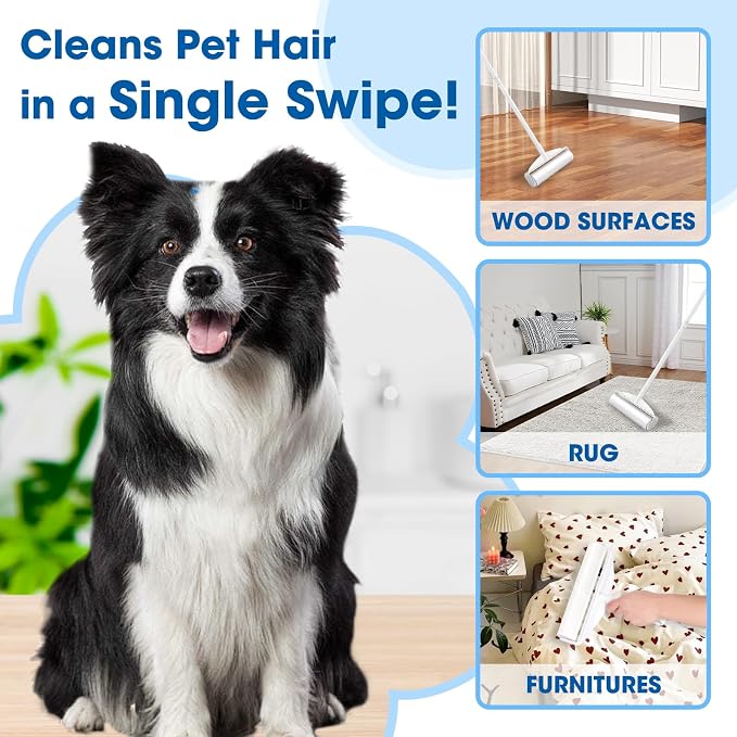 AZEN Large Lint Rollers for Pet Hair, Extra Sticky, 9.45 in Rollers for Floor - Image 6