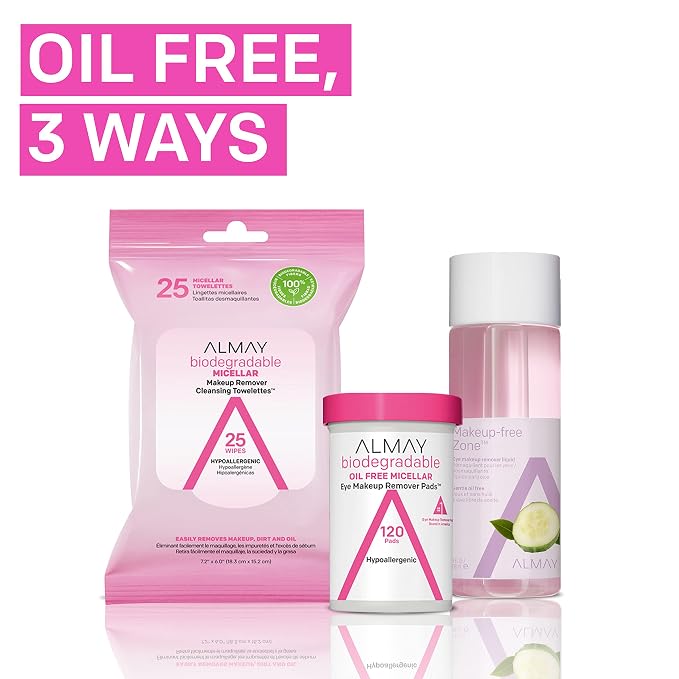 Almay Biodegradable Makeup Remover Pads, Micellar Gentle, Hypoallergenic - Image 7