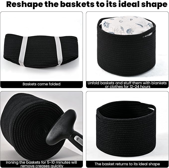 Small Black Baskets for Organizing, Storage Baskets for Shelves, Small Woven - Image 7