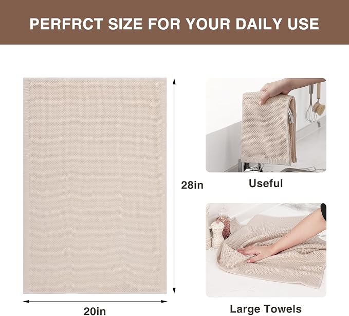 Homaxy 100% Cotton Oversized Waffle Weave Kitchen Dish Towels, Ultra Soft - Image 3