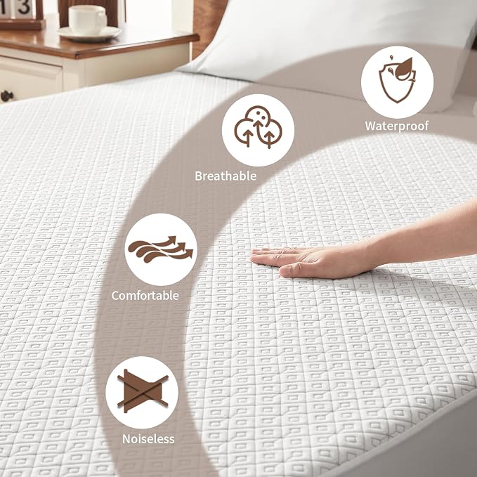 BEDLORE King Mattress Protector, Waterproof Noiseless Mattress Cover - Image 2