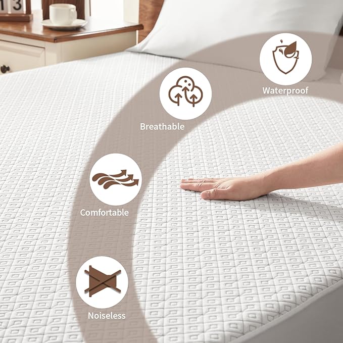 BEDLORE Queen Mattress Protector, Waterproof Noiseless Mattress Cover - Image 2
