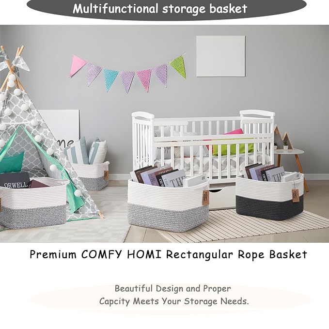 COMFY-HOMI 3-Pack Cotton Rope Woven Basket - Image 3