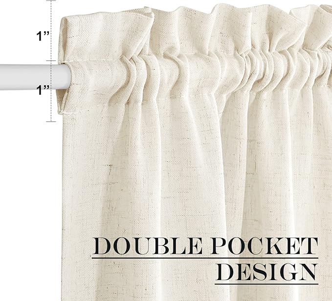 NICETOWN Natural French Door Curtain Farmhouse Style Light Filtering Curtain - Image 3