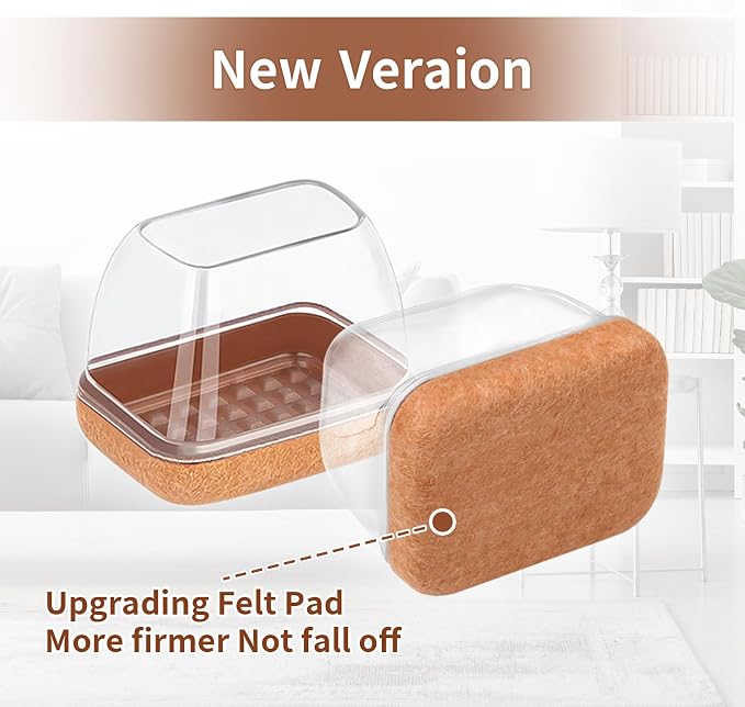 Ezprotekt 8 Pcs Rectangle Clear Felt Chair Leg Floor Protectors - Image 3