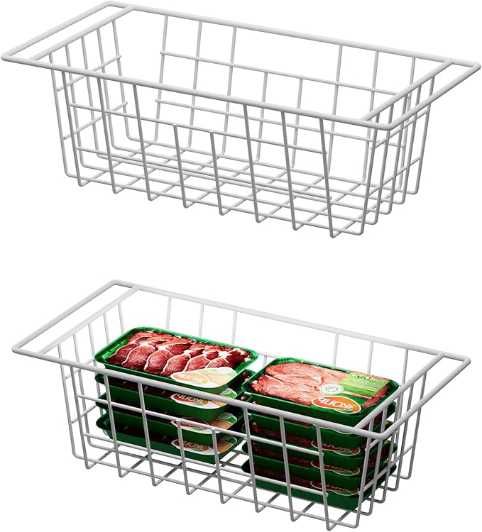 SANNO Chest Freezer Baskets Organizer, Deep Freezer Baskets Bin Sturdy Metal by SANNO